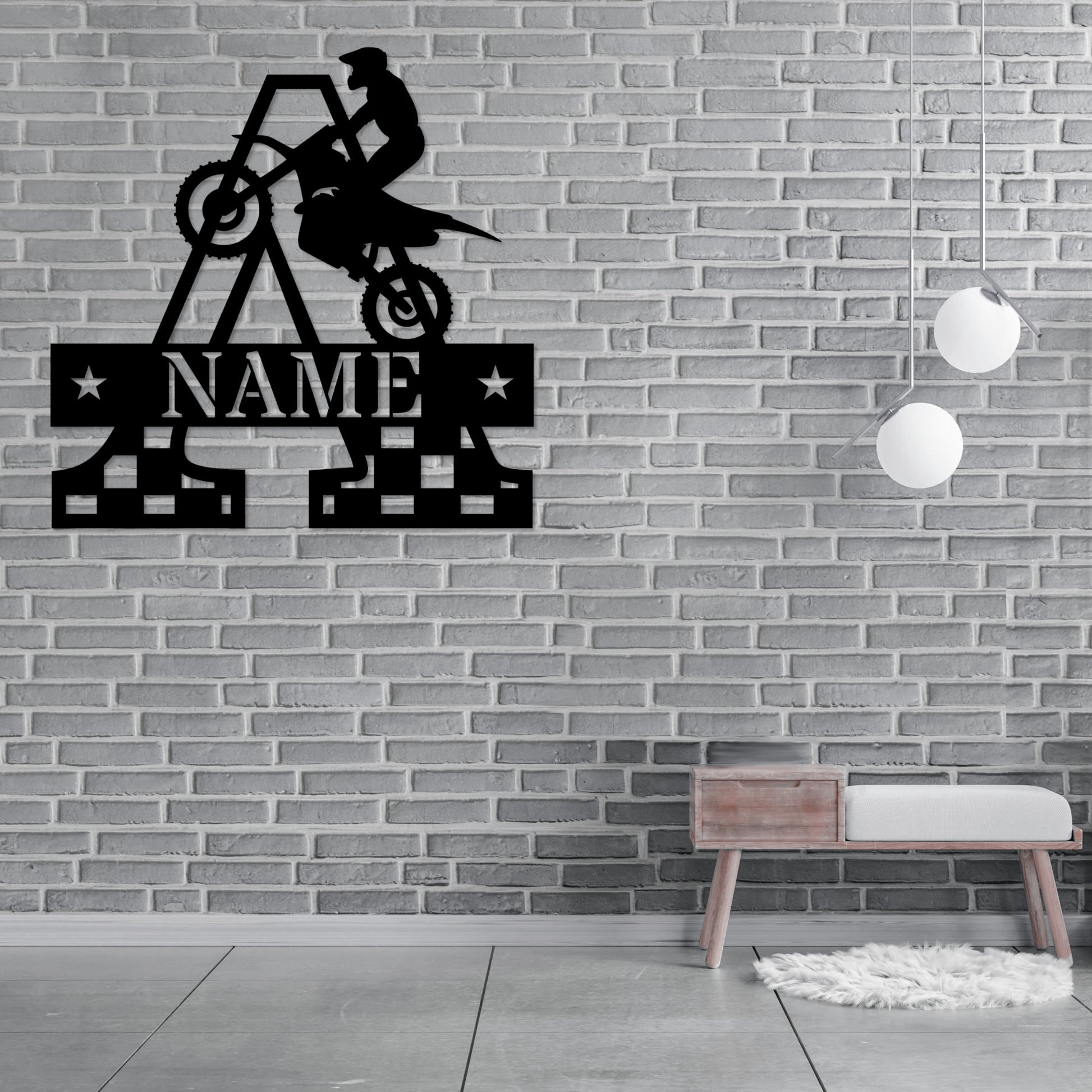 Personalized Motocross Initial Name Metal Sign. Custom Dirtbike Wall Decor Gift. Motorbike Wall Hanging. Kids Romm Decor. Motorsport Present