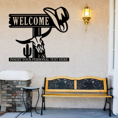 Personalized Western Welcome Metal Sign. Custom Ranch Wall Decor Gift. Unique Farm Wall Decor. Door Hanging Name Sign. Housewarming Gift