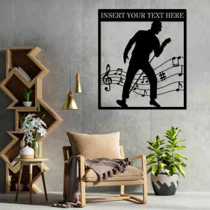 Personalized Male Singer Metal Sign In Black