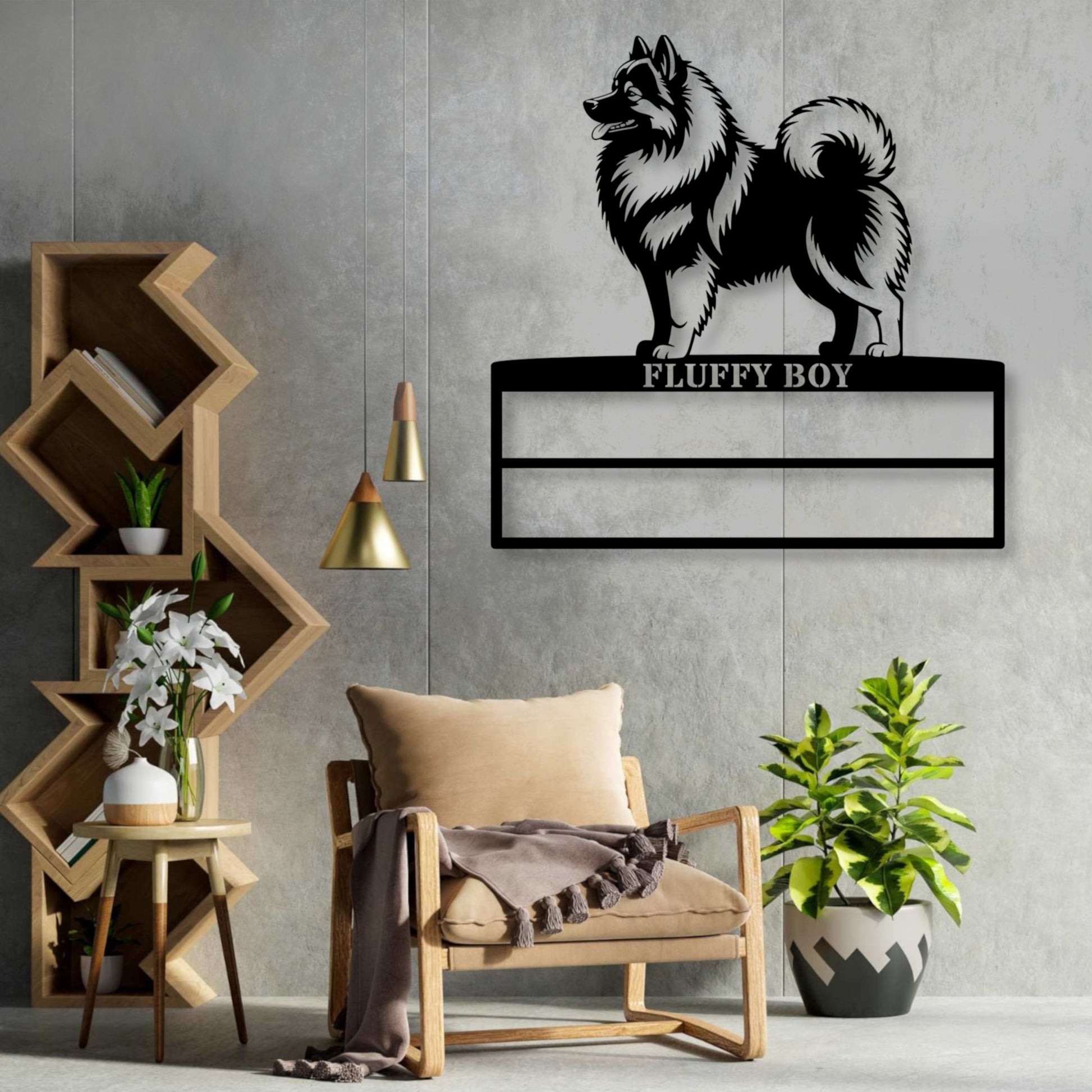 Personalized Keeshond Rosette Display Metal Sign. Custom Dog Champion Wall Decor Gift....