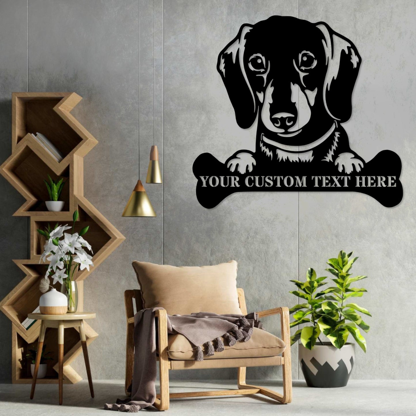 Personalized Dachshund Name Metal Sign In Black. Custom Gift Idea For Dog Lover...