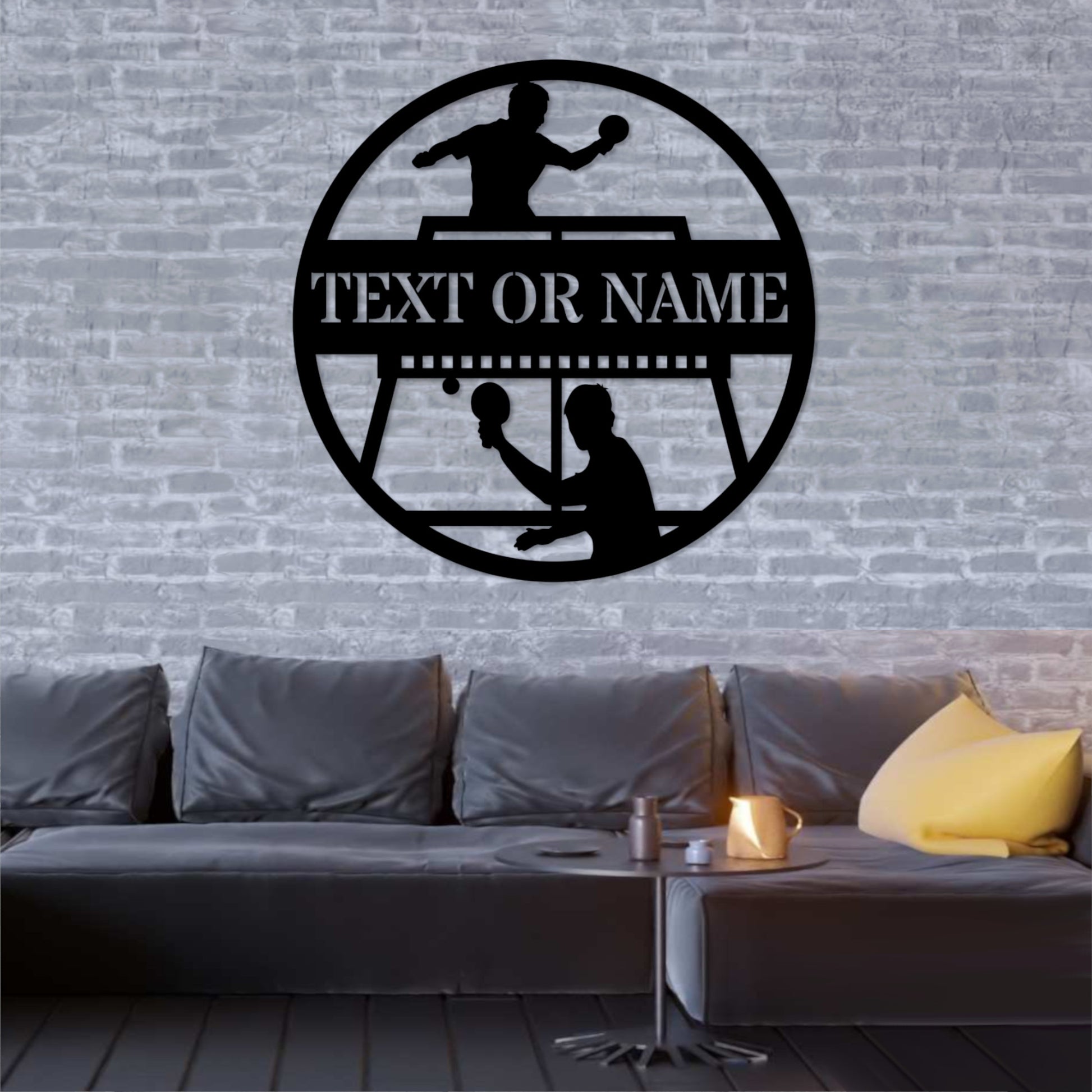 Personalized Table Tennis Player Metal Sign Gift In Black