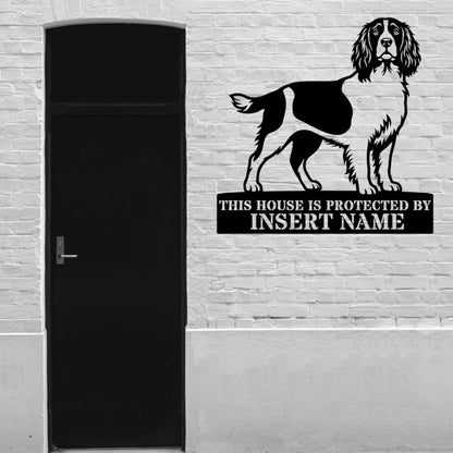 Personalized English Springer Spaniel Guard Metal Sign. Custom Dog Name Wall Decor