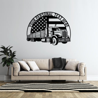 Personalized Logging Truck Name Metal Sign. Custom Timber Lorry Wall Decor. Patriotic Woodworker Gift. American Logger. Truck Driver Decor