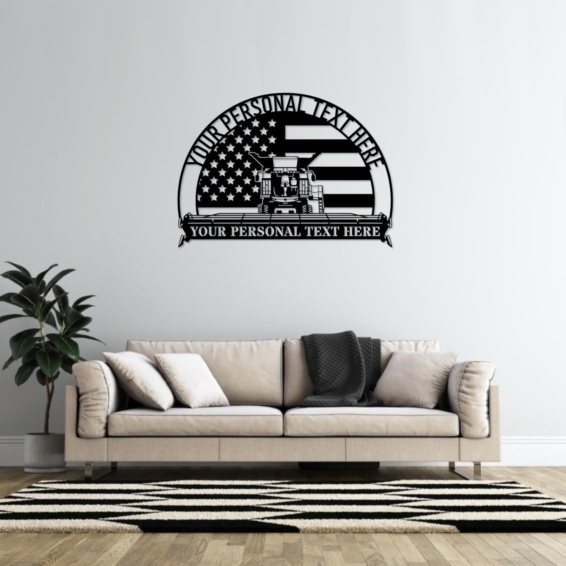 Personalized US Combine Harvester Metal Sign. Custom Patriotic Farm Wall Decor Gift. Combine Operator. Farm Lover. American Farmer Wall Art