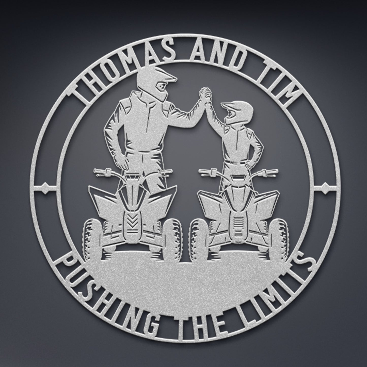 Personalized Father And Son ATV Metal Sign. Custom Quadbike Wall Decor