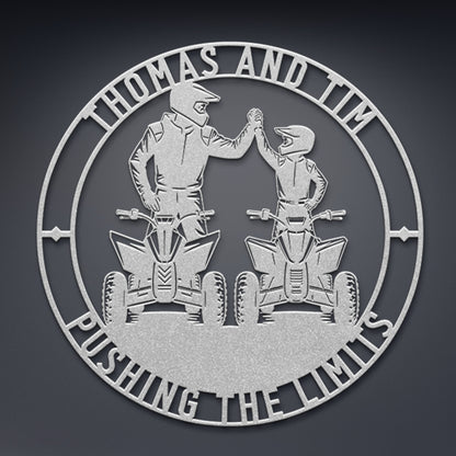 Personalized Father And Son ATV Metal Sign. Custom Quadbike Wall Decor