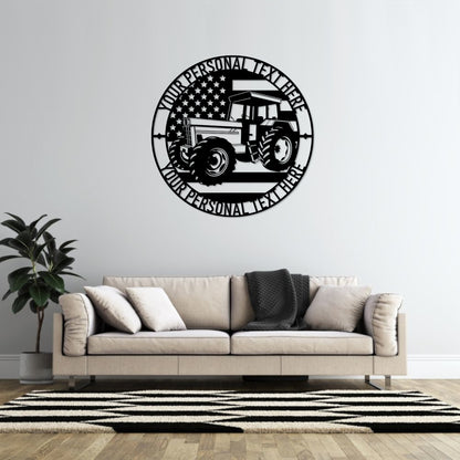 Personalized US Tractor Name Metal Sign. Custom American Agricultural Machinery. Heavy Machinery Operator. Farm Lover. Tractor Wall Art Gift