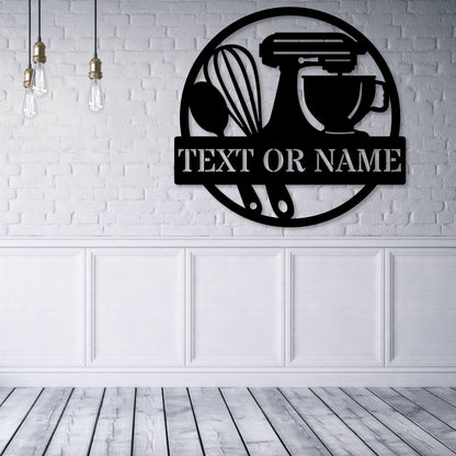 Personalized Kitchen Bakery Metal Sign In Black