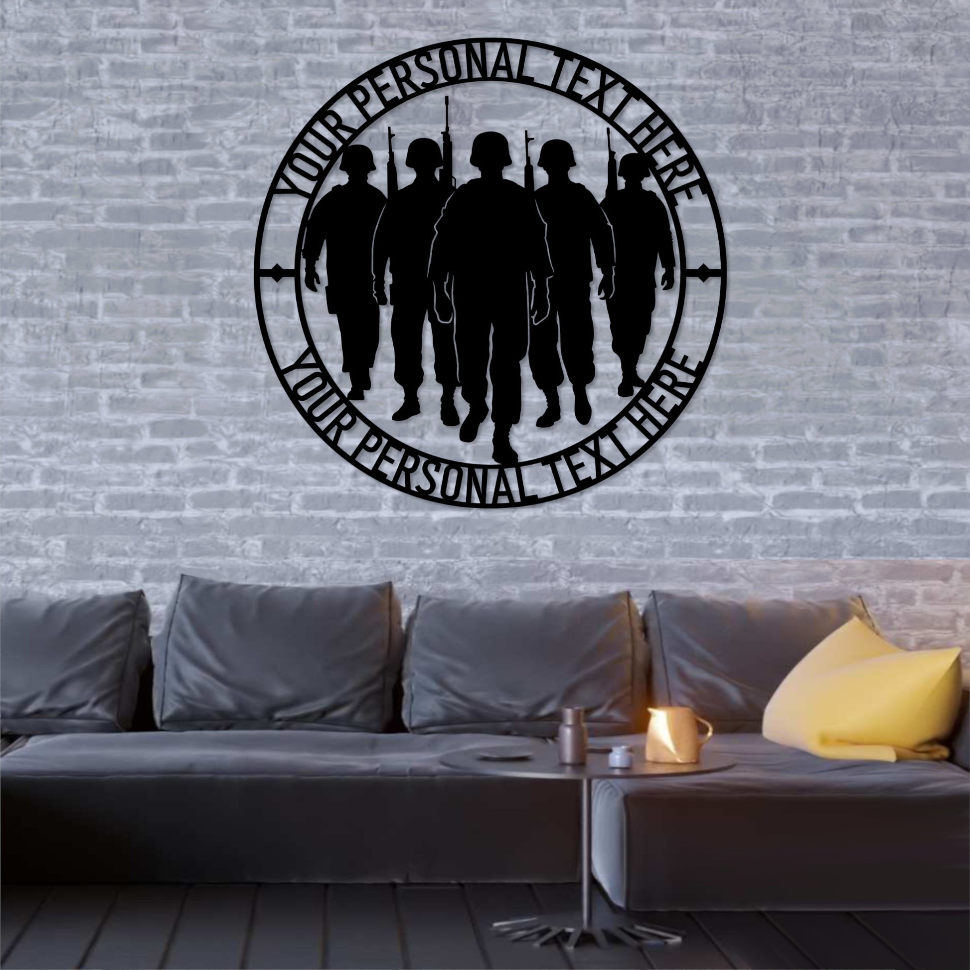 Personalized Army Soldiers Team Metal Sign Gift In Black