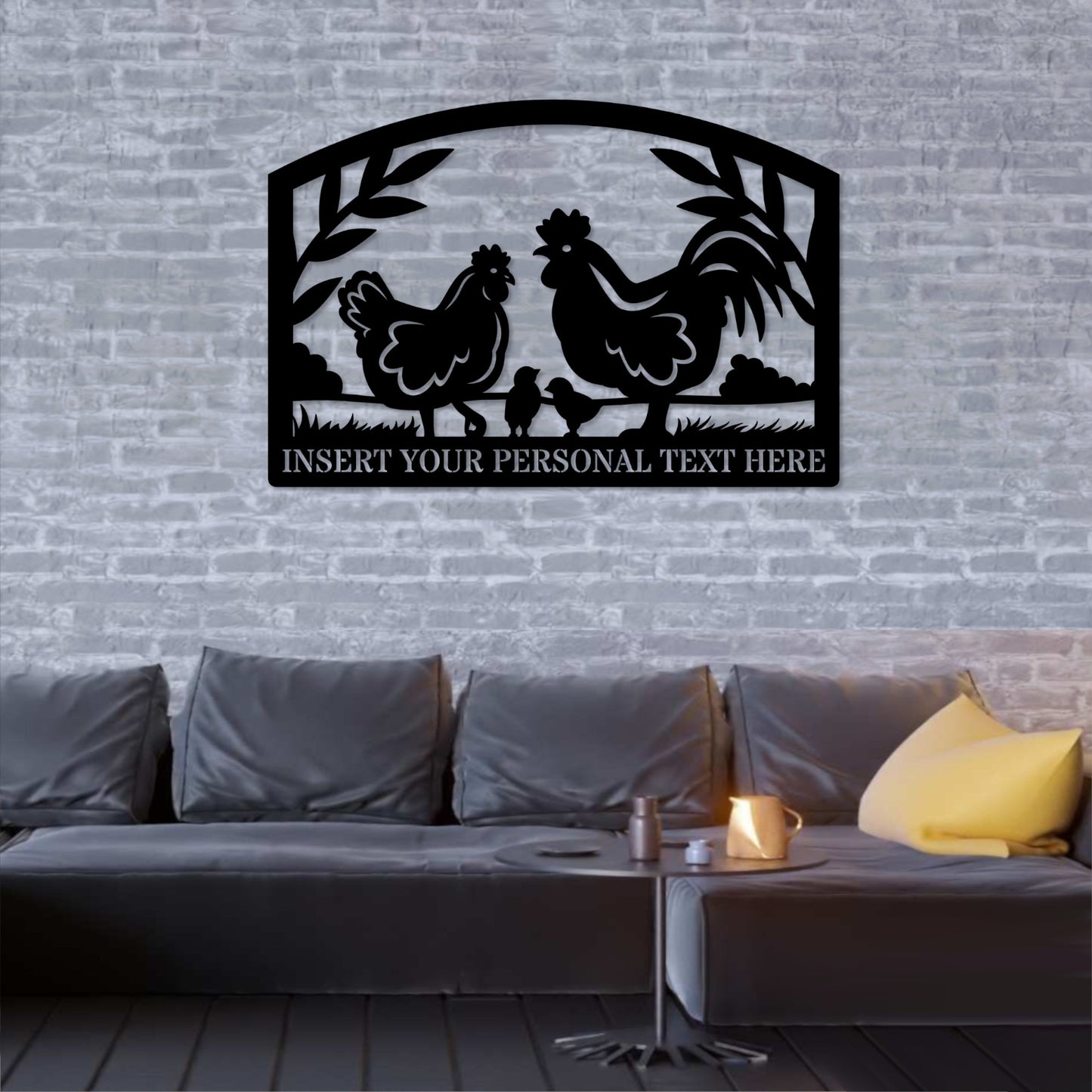 Personalized Chicken Farm Metal Sign Gift In Black