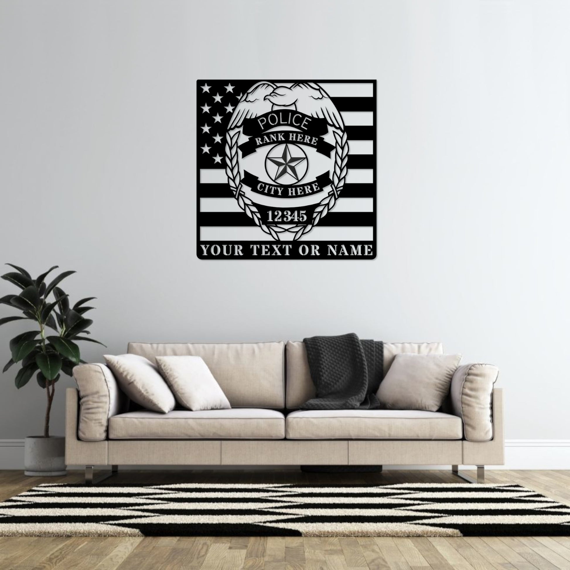 Personalized Police Badge Name Metal Sign Gift. Customizable Police Force Wall Decor. Police Officer Gift. Police Lieutenant Badge. Cop Gift