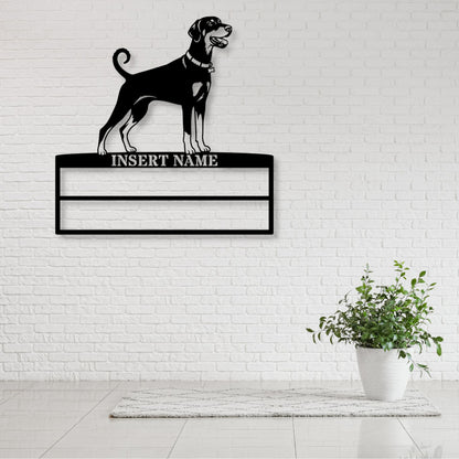 Personalized Dobermann Rosette Name Metal Sign Champion Display