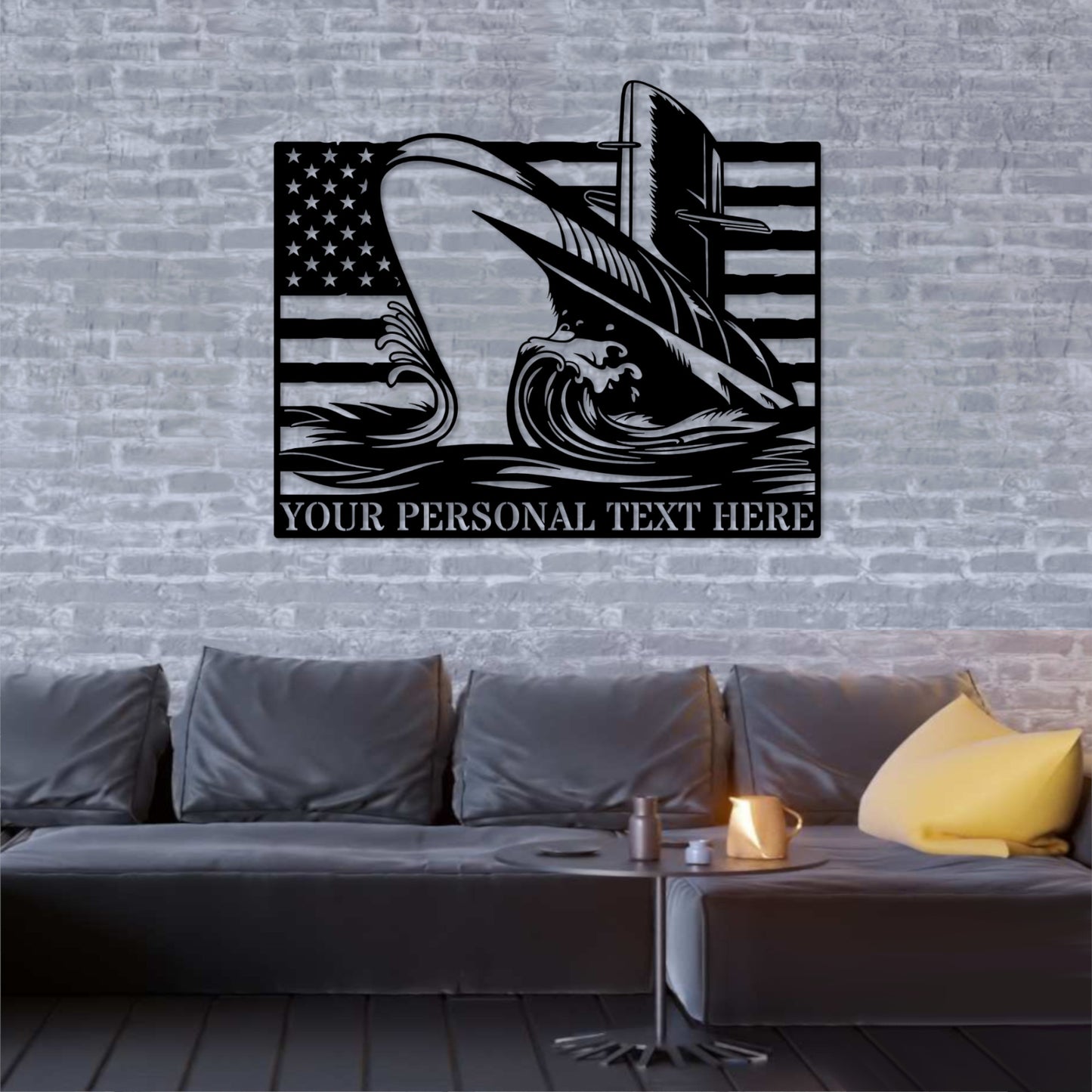 Custom American Submarine Name Metal Sign Gift. Personalized Patriotic Navy Wall Decor. Army U-Boat Wall Hanging Sign. Military Keepsake.