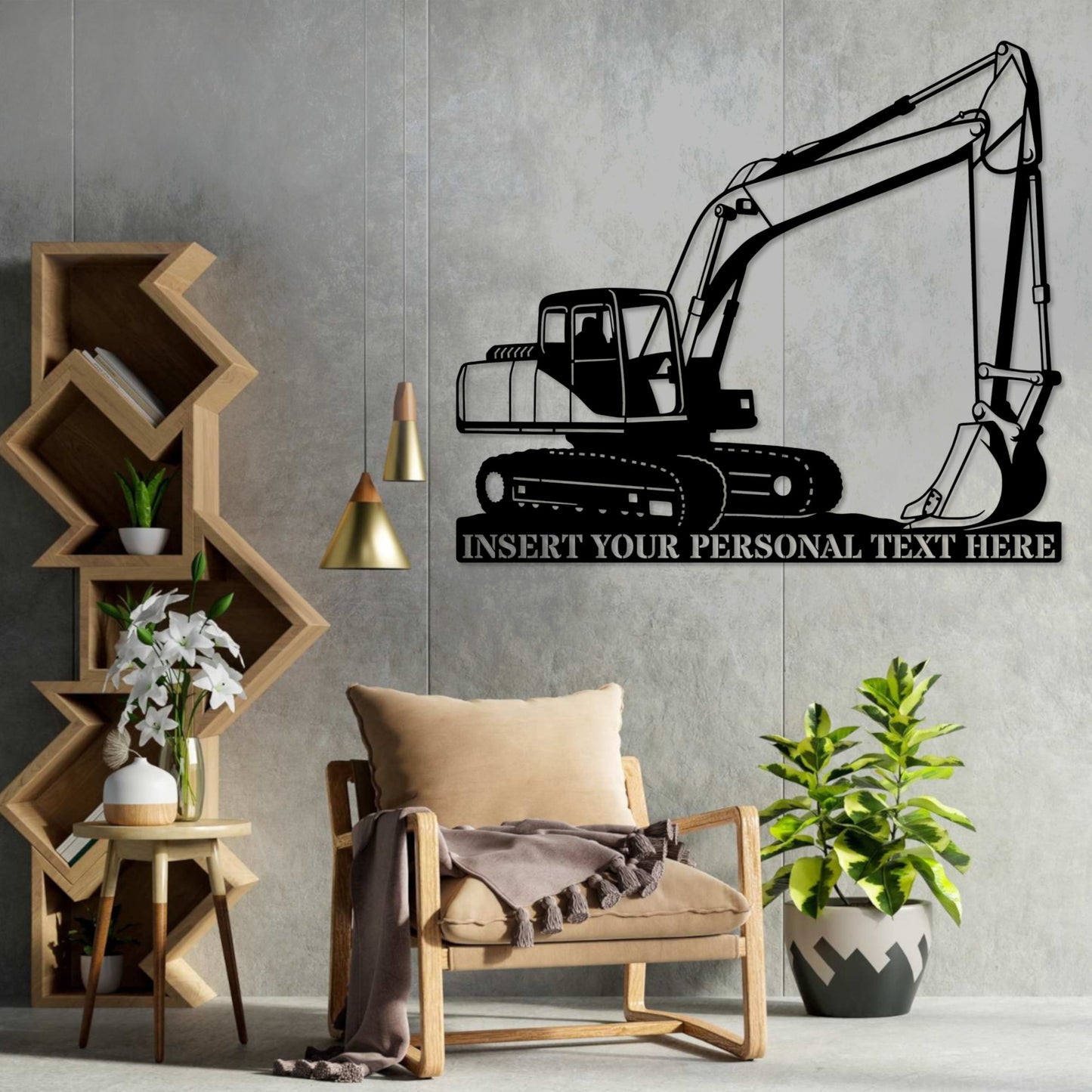 Personalized Excavator Operator Name Metal Sign In Black