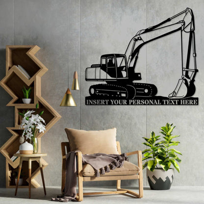 Personalized Excavator Operator Name Metal Sign In Black