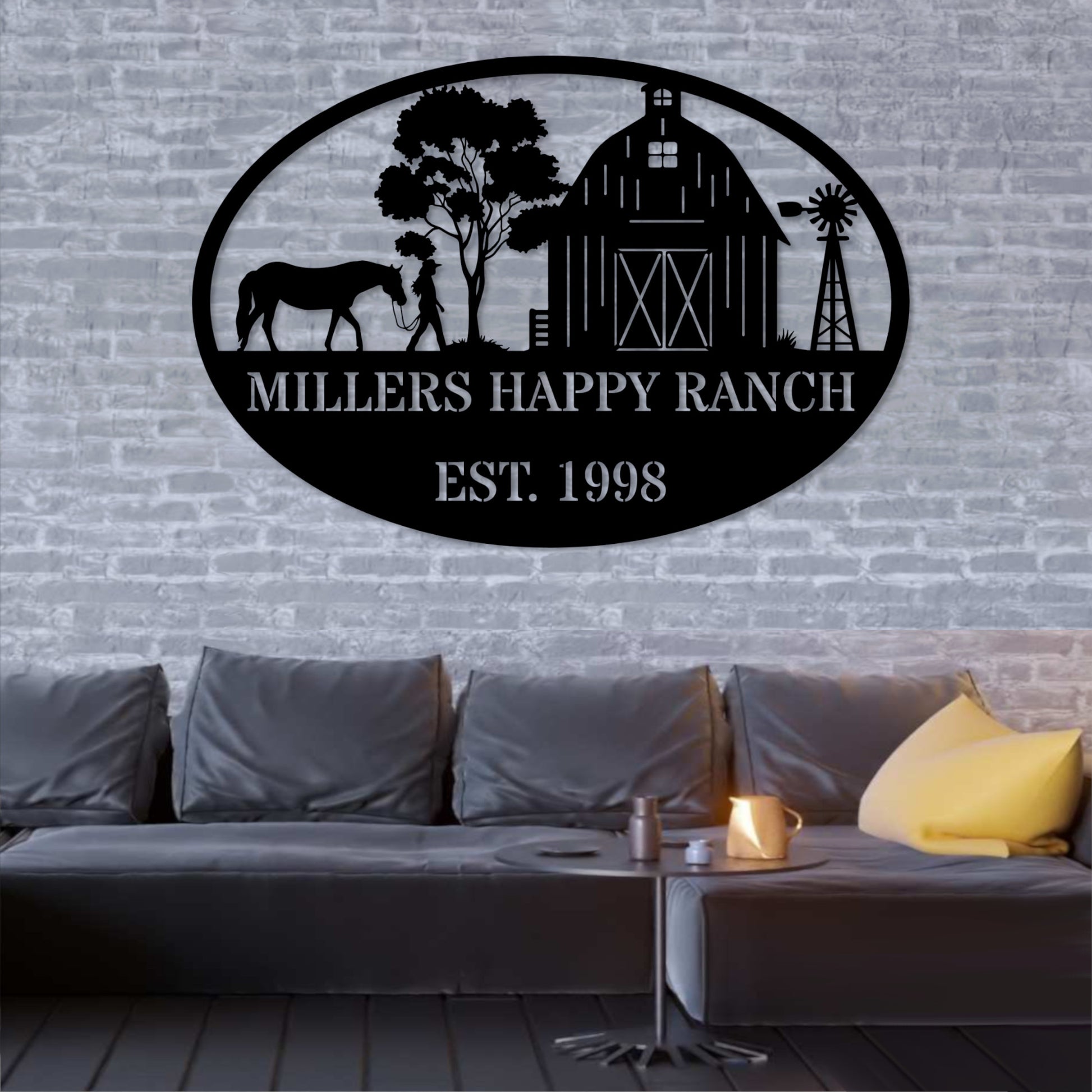 Personalized Barn Name Metal Sign In Black