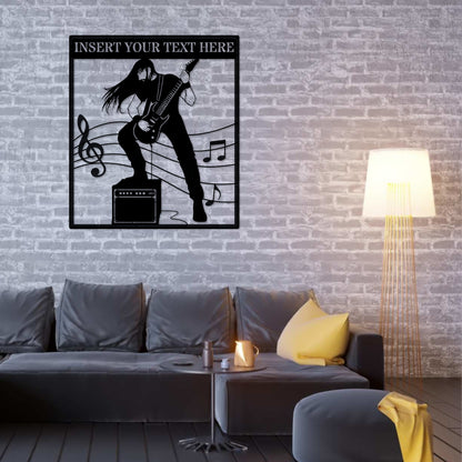 Personalized Male  Rock Guitarist Metal Sign. Custom Electric Guitar Wall Decor Gift. Heavy Metal Lover. Rock Guitarist. Music Room Decor