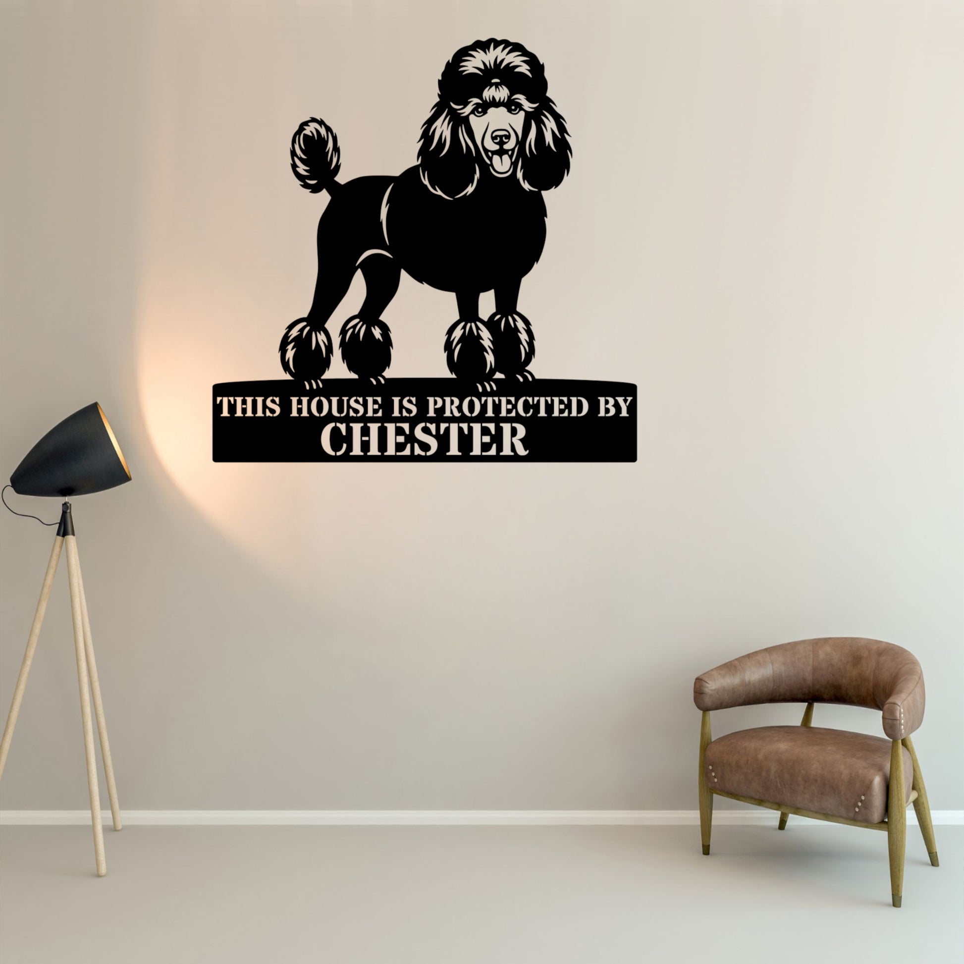 Poodle Personalized Guard Name Metal Sign. Custom Dog Protect Wall Decor