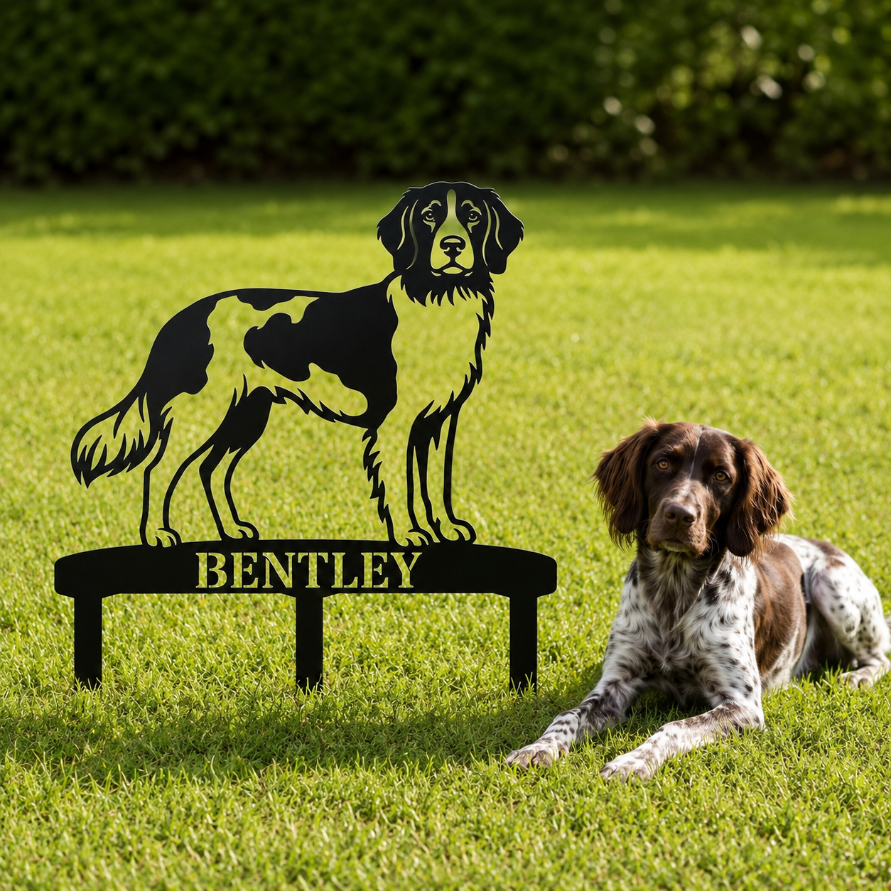 Personalized Small Munsterlander Garden Metal Sign With Stakes. Custom Dog Lover Name Gift