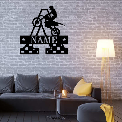 Personalized Motocross Initial Name Metal Sign. Custom Dirtbike Wall Decor Gift. Motorbike Wall Hanging. Kids Romm Decor. Motorsport Present