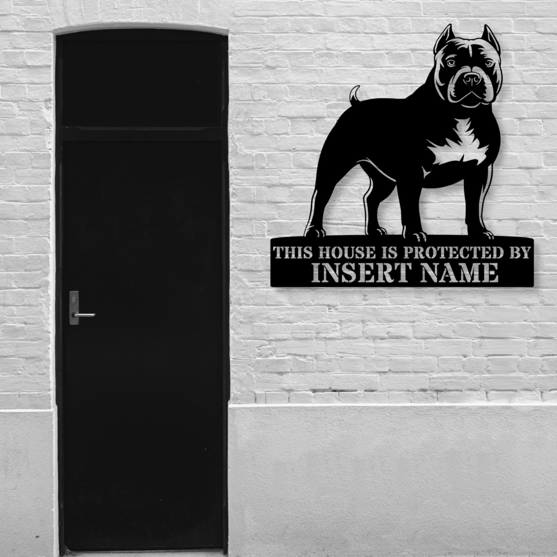 Personalized American Bully Guard Metal Sign. Custom Dog Name Wall Decor