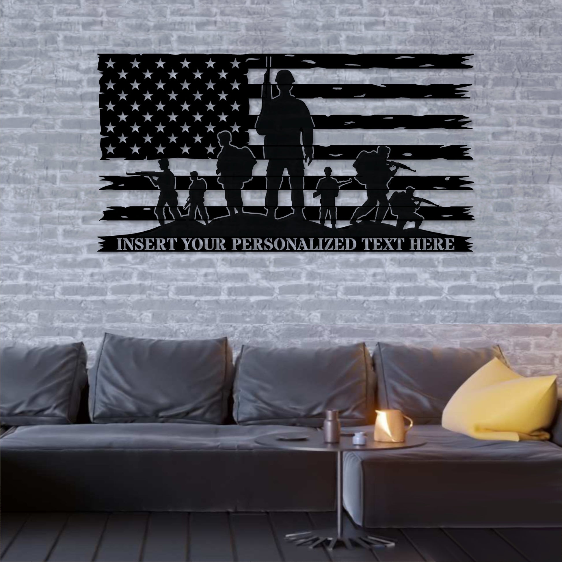 Personalized US Military Flag Metal Sign Gift. Custom American Military Decor. US Military Veteran Gift. Patriotic American Army Wall Decor