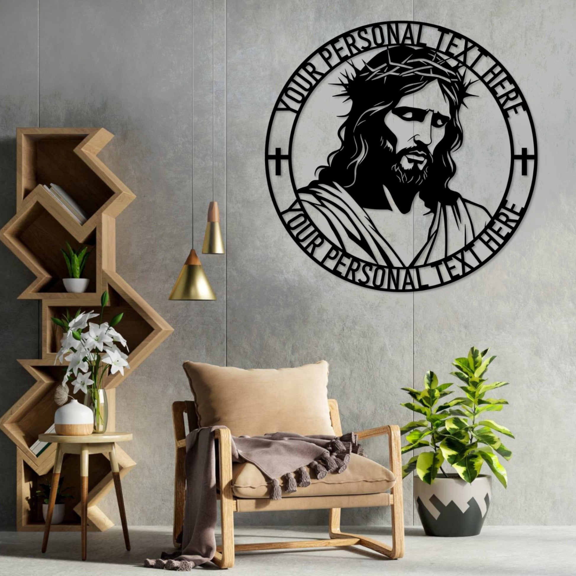 Personalized Jesus Face Metal sign Gift in black