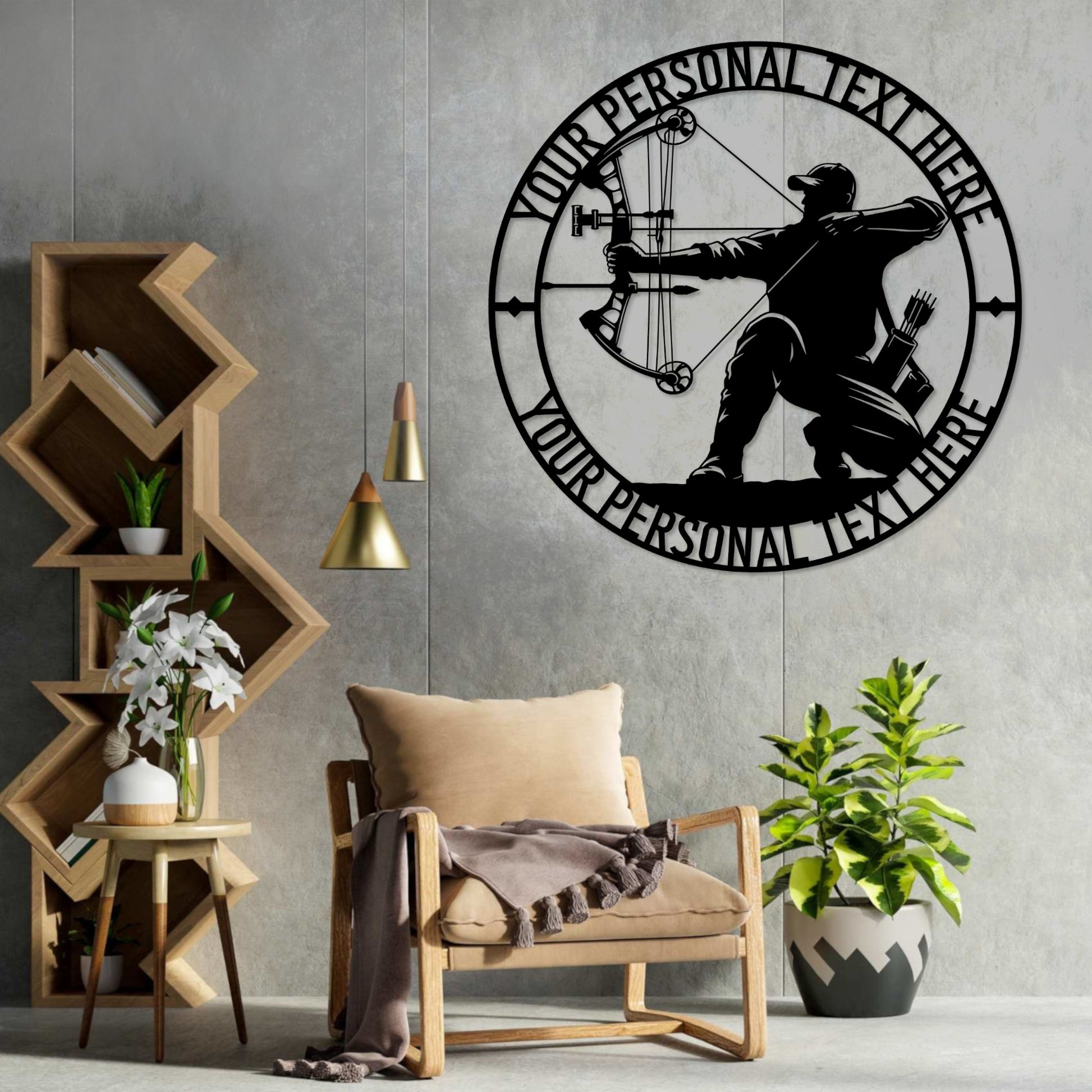 Personalized Bow Hunter Name Metal Sign In Black