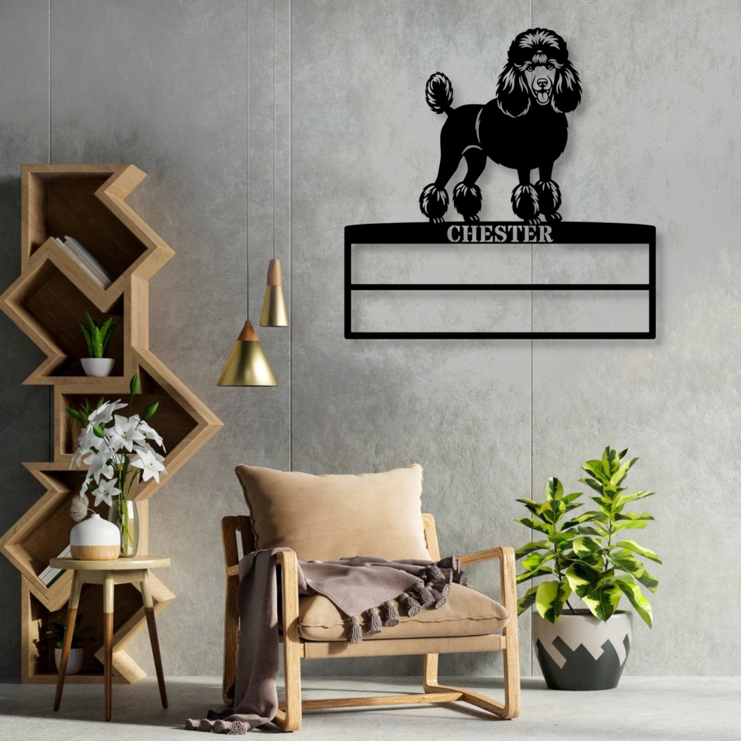 Poodle Personalized Rosette Metal Sign. Custom Dog Champion Ribbon Display