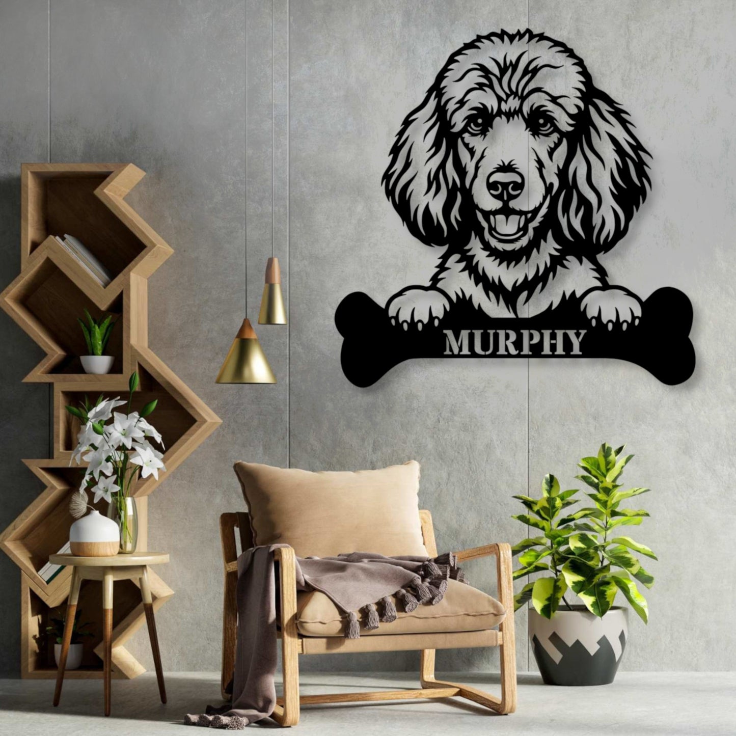Personalized Poodle With Bone Name Metal Sign. Funny Custom Dog Wall Decor Gift