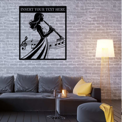 Personalized Clarinet Player Metal Sign, Custom Female Clarinetist Wall Decor. Classic Music Room Wall Hanging. Jazz Music Metal Art Decor. 