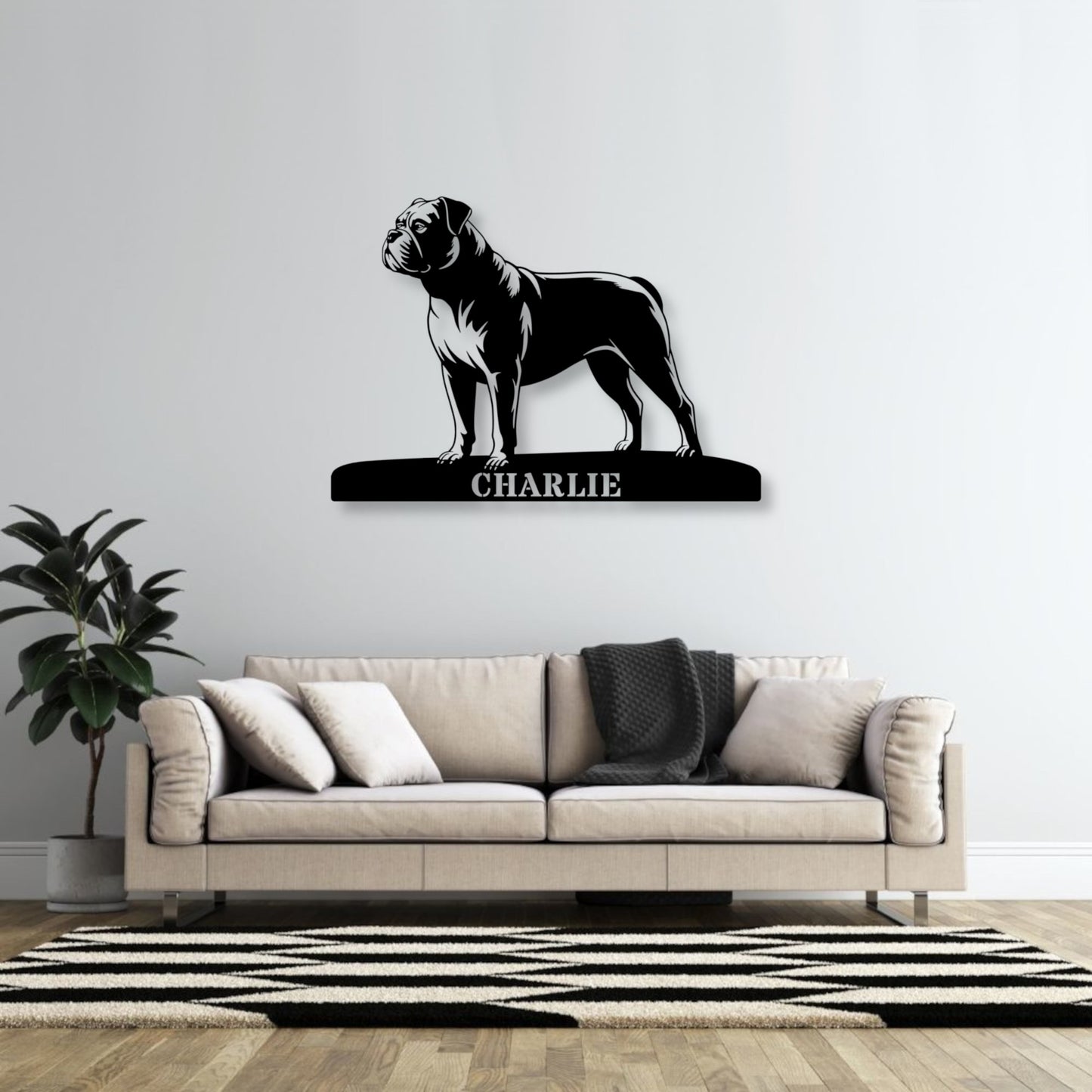 Personalized American Bulldog Metal Sign. Custom Dog Owner Wall Decor Gift