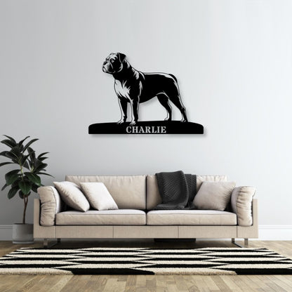 Personalized American Bulldog Metal Sign. Custom Dog Owner Wall Decor Gift