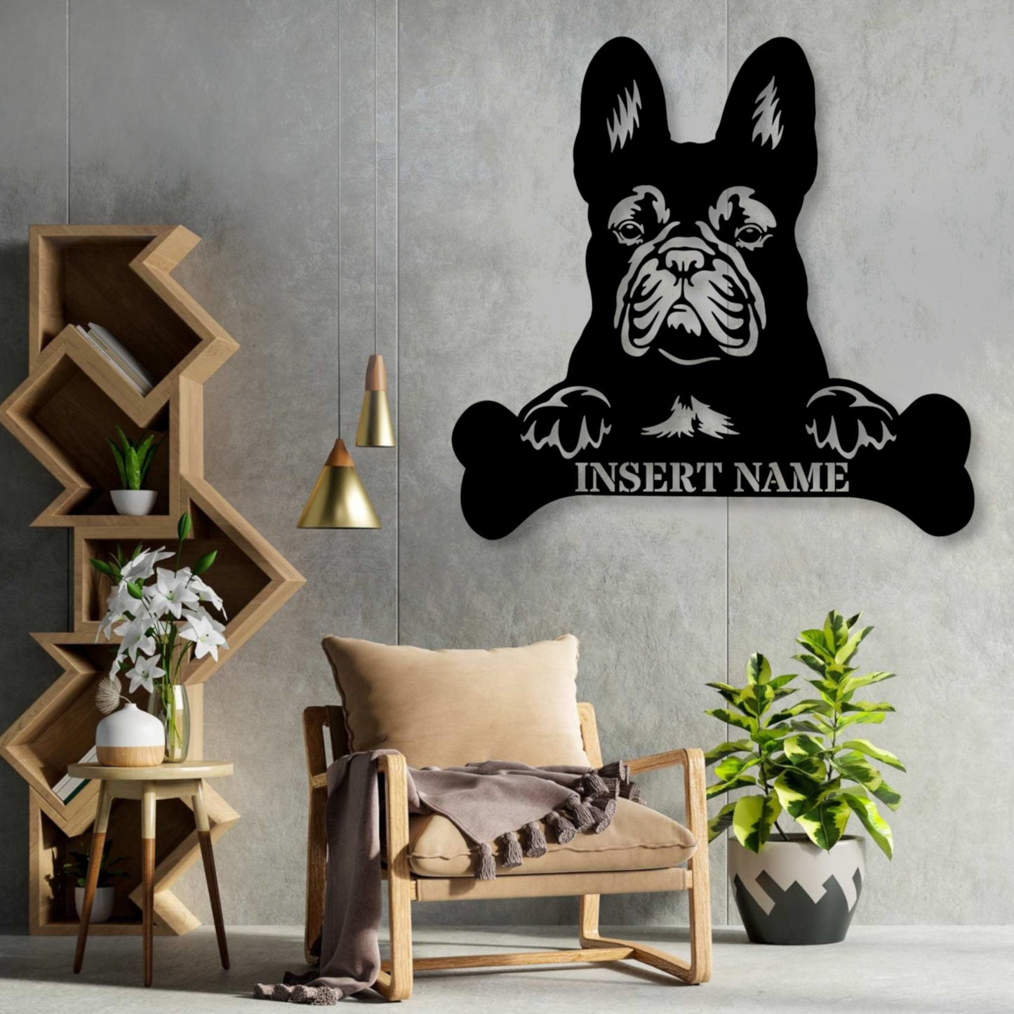 Personalized French Bulldog Name Metal Sign. Customizable Dog Owner Wall Decor Gift