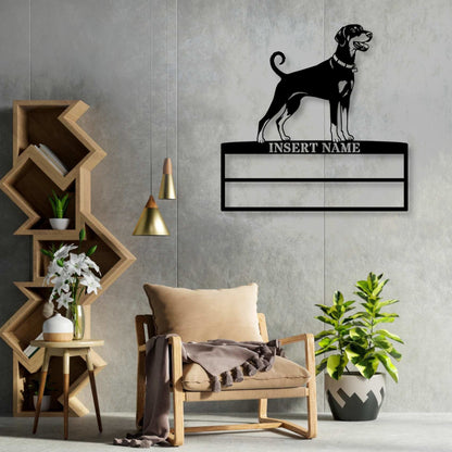 Personalized Dobermann Rosette Name Metal Sign Champion Display