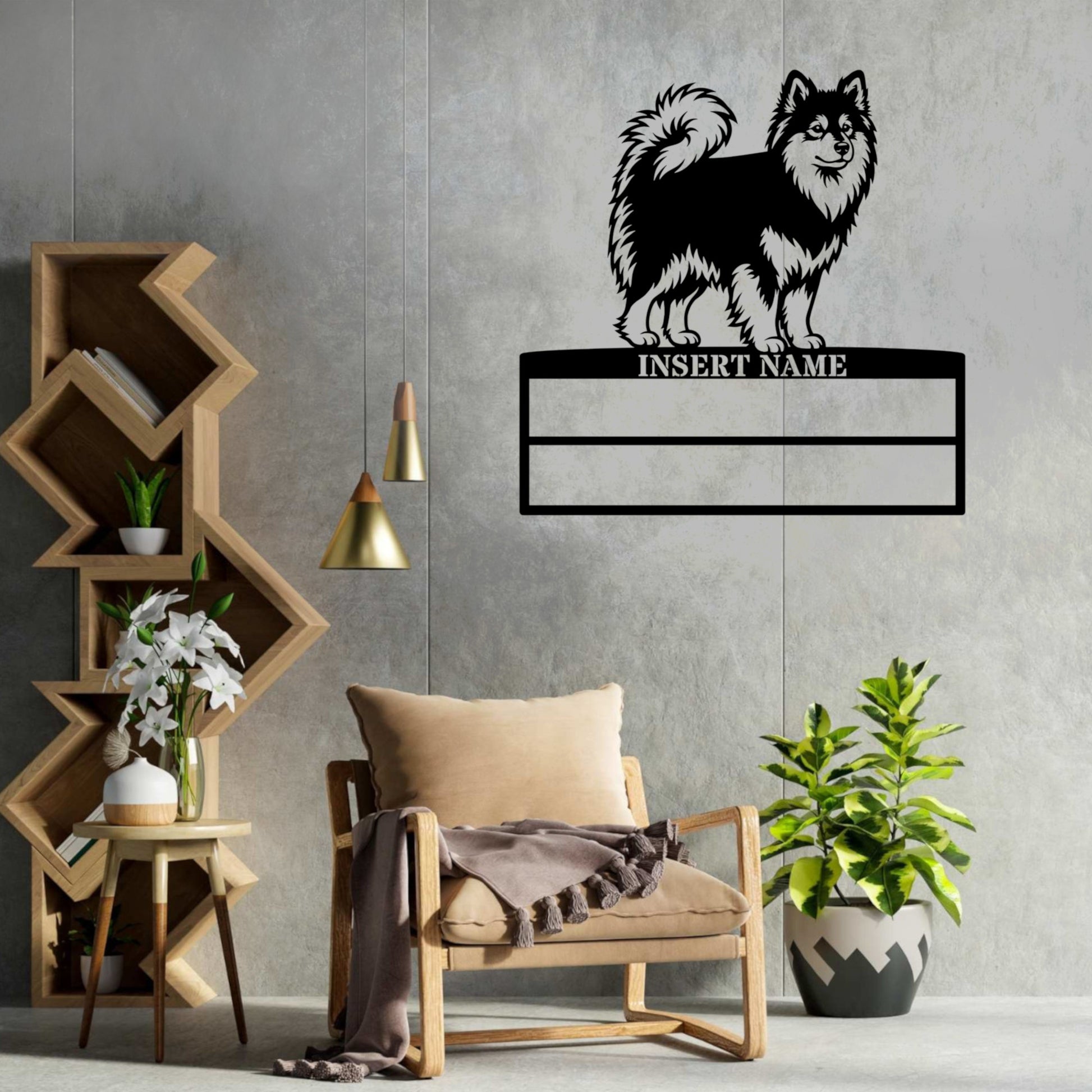 Personalized Finnish Lapphund Rosette Metal Sign. Custom Dog Name Champion Display