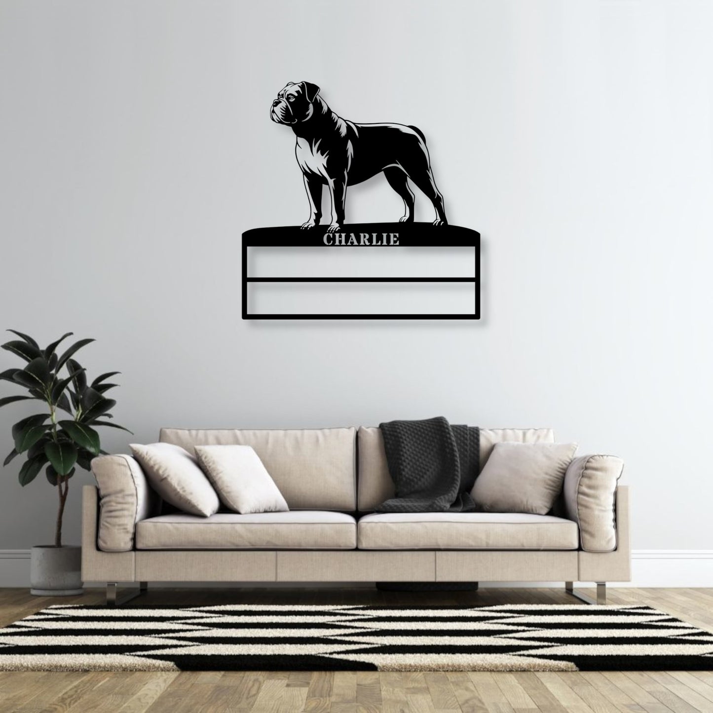 Personalized American Bulldog Rosette Metal Sign Champion Display
