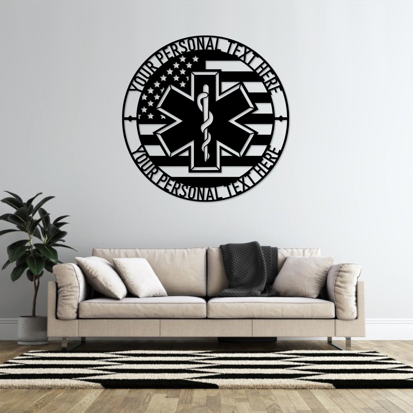 Personalized American First Responder Metal Sign In Black