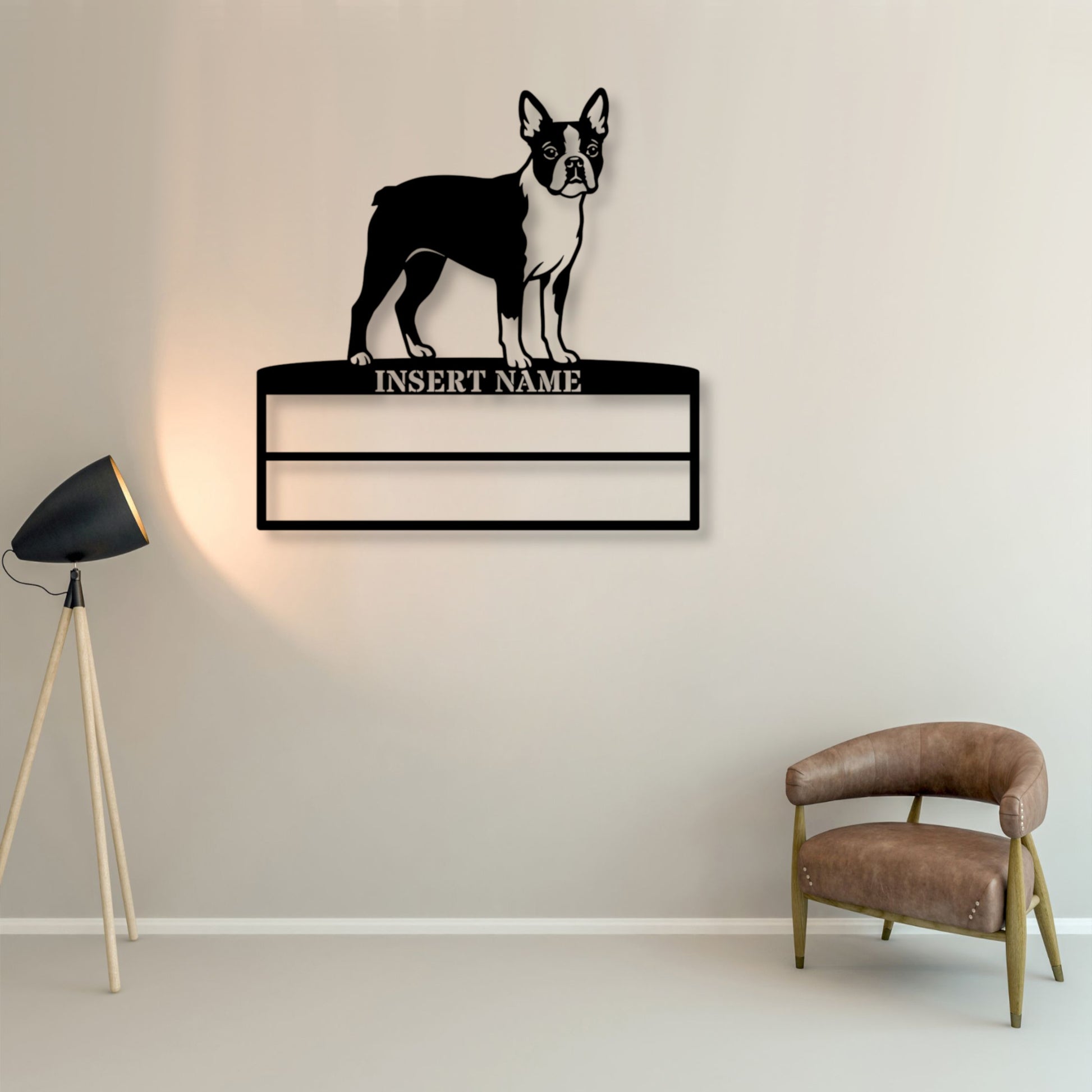 Personalized Boston Terrier Rosette Name Metal Sign. Custom Dog Champion Display