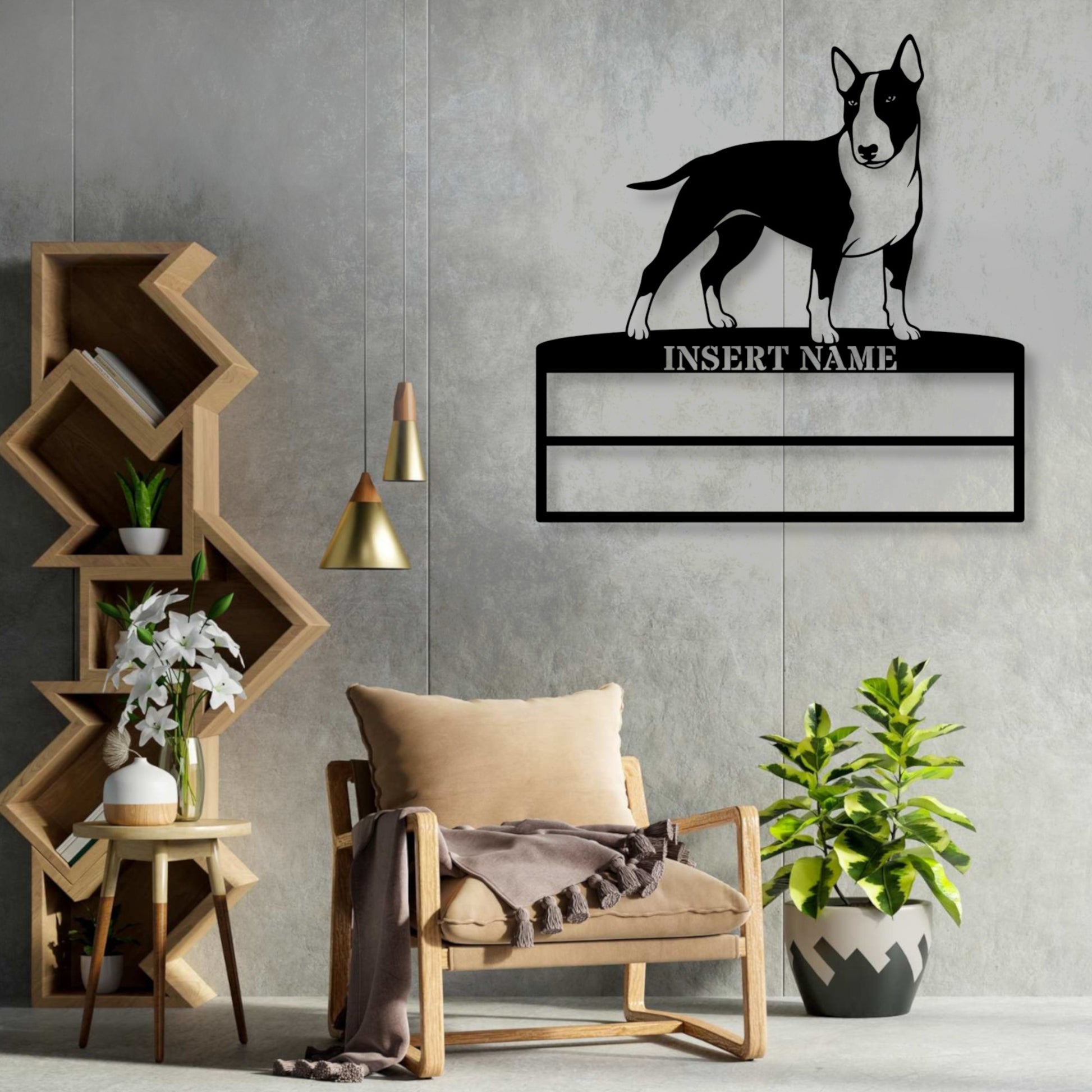 Personalized Bull Terrier Dog Rosette Name Metal Sign Champion Display