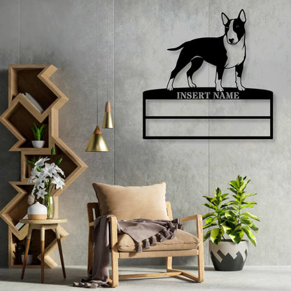 Personalized Bull Terrier Dog Rosette Name Metal Sign Champion Display