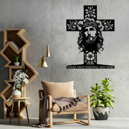 Personalized Religious Lord Metal Sign Gift. Custom Jesus Christ Cross Wall Decor. Personal Faith Decoration. Unique Messiah Wall Hanging