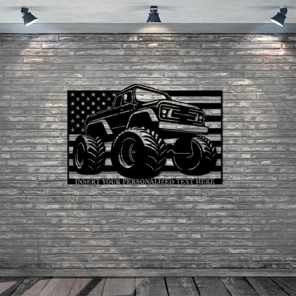 Personalized Monster Truck Name Metal Sign. Custom American Pickup Truck Wall Decor. Gift For Mechanic. Garage Shop Wall Hanging. Auto Decor