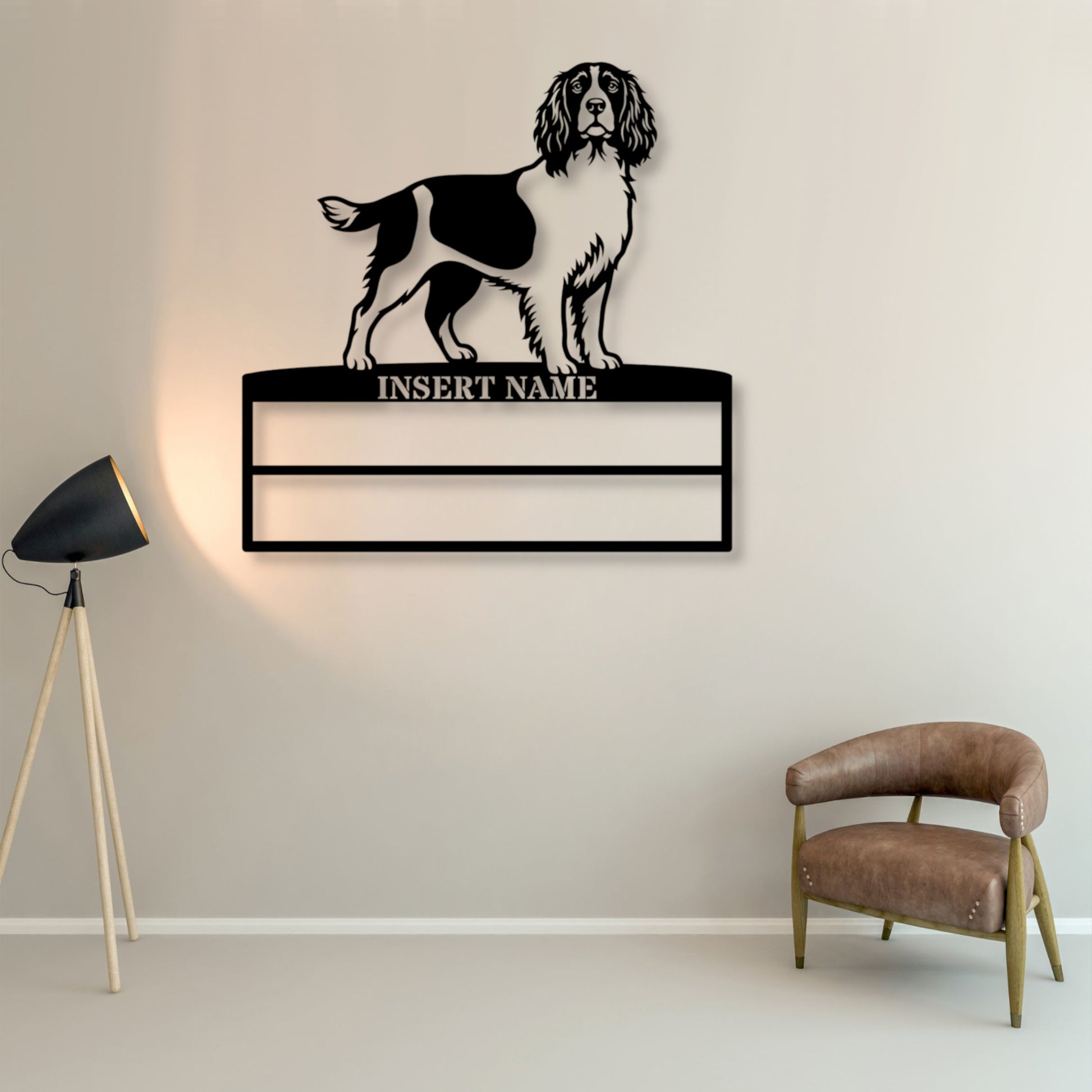 Personalized English Springer Spaniel Rosette Name Metal Sign Champion Display