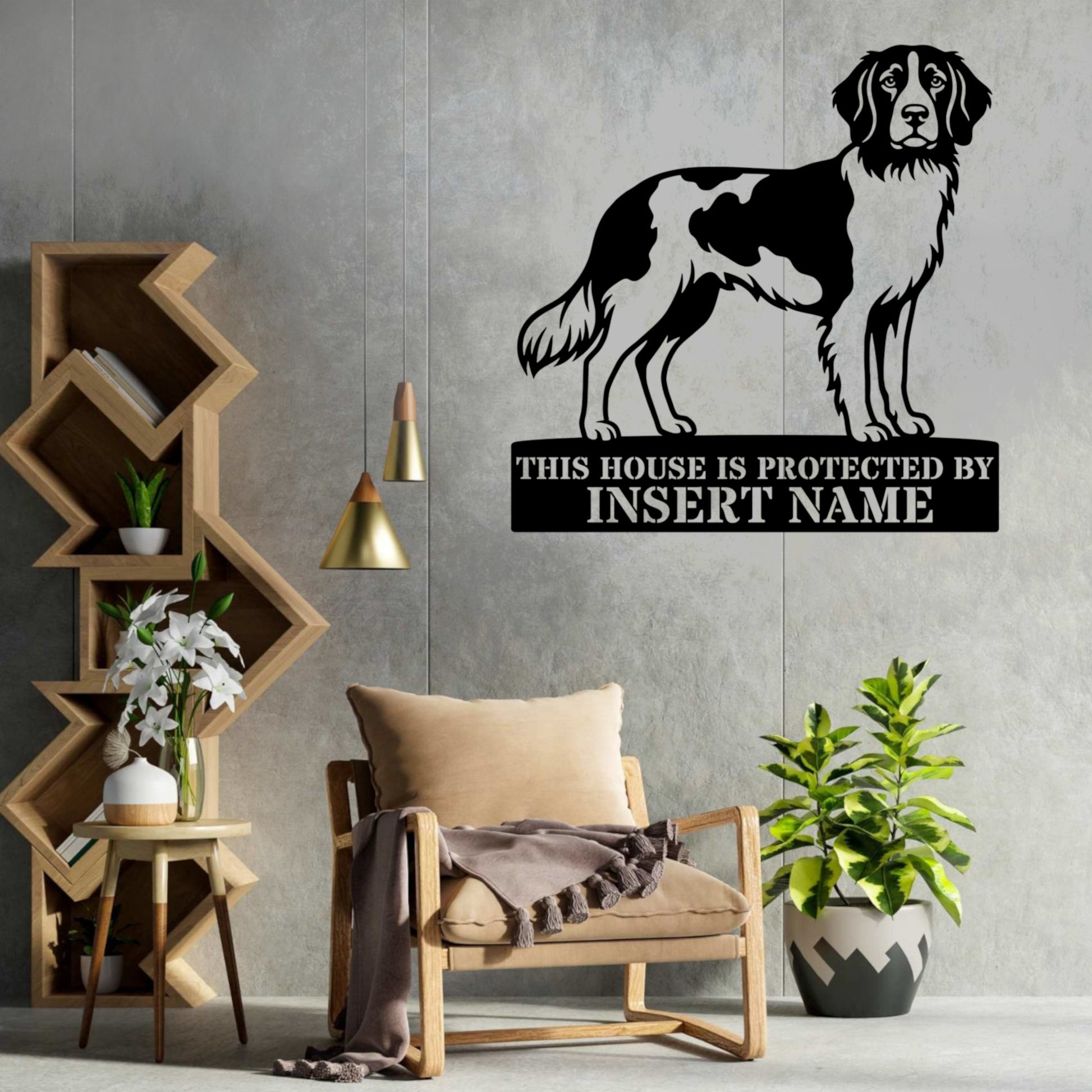Personalized Small Munsterlander Guard Metal Sign. Custom Dog Name Wall Decor