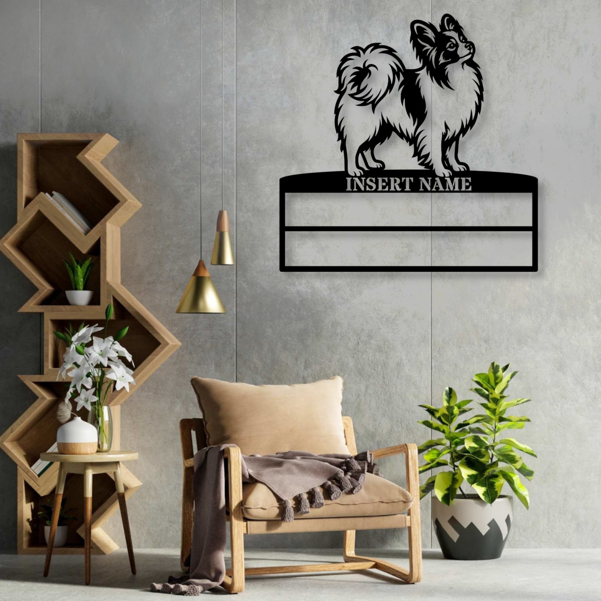 Personalized Papillon Dog Rosette Metal Sign. Custom Champion Ribbon Display