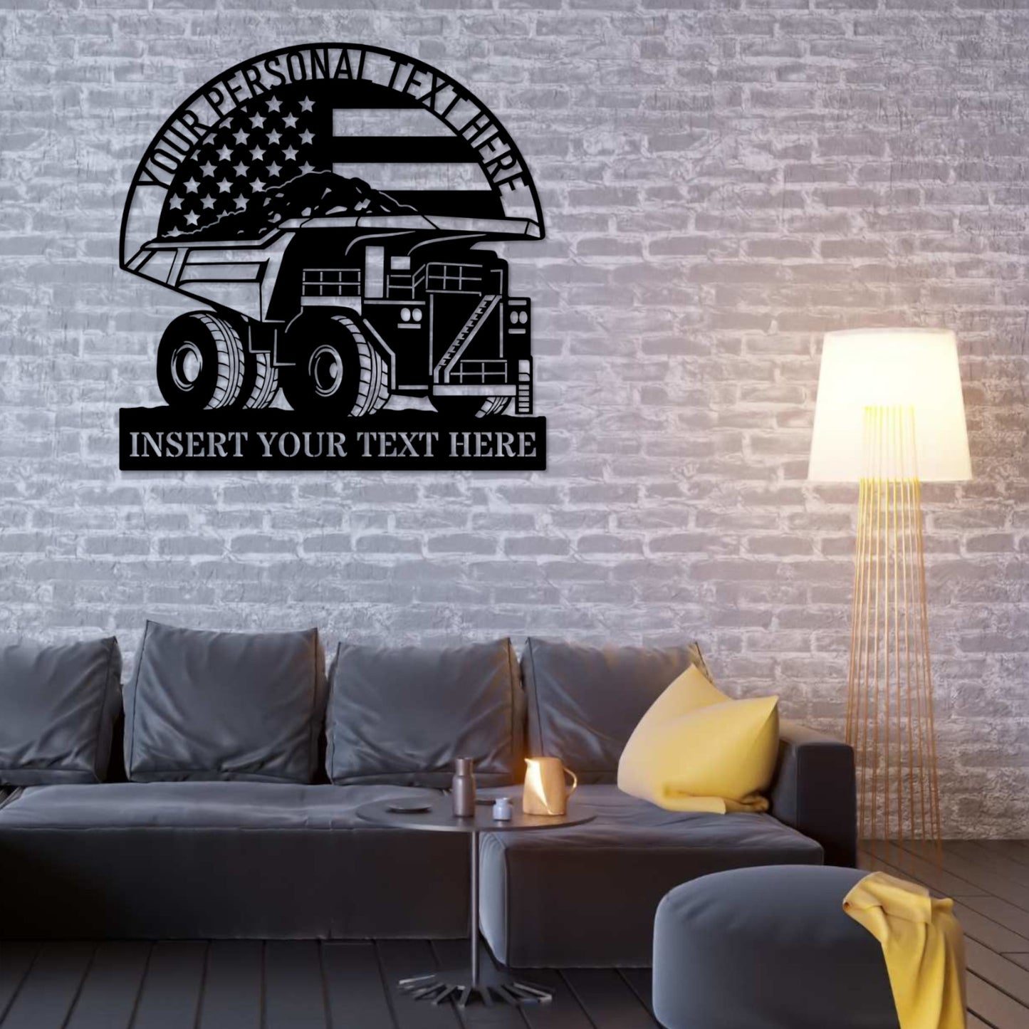 Personalized US Haul Truck Name Metal Sign. Custom American Dump Truck Wall Decor Gift. Heavy Machinery. Tipper Lorry Wall Hanging Present