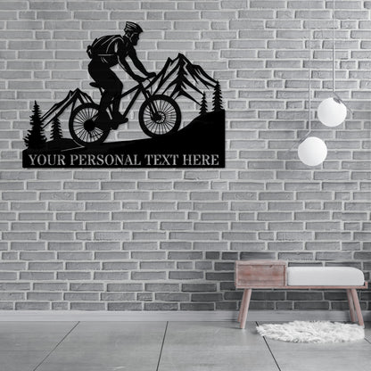 Personalized MTB Rider Name Metal Sign. Custum Trail Bike Wall Decor Gift. Cyclist Wall Hanging Present. Customized Mountain Biker Sign Gift