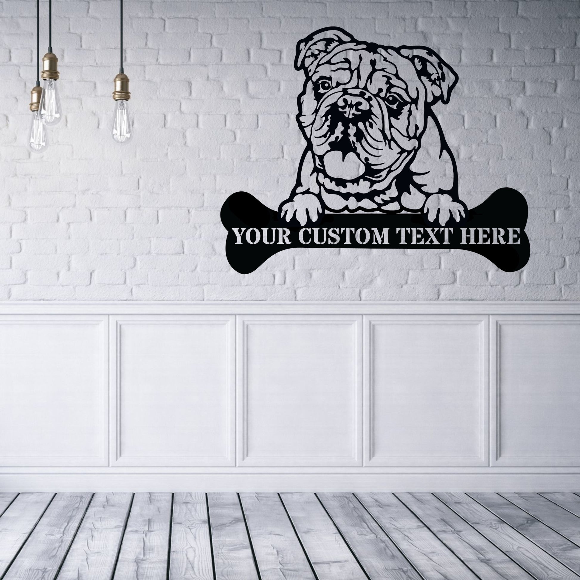 Personalized English bulldog Name Metal Sign. Customizable Dog Wall Decor Gift